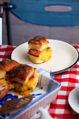 Breakfast Sliders buns with bacon