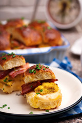Breakfast Sliders buns with bacon