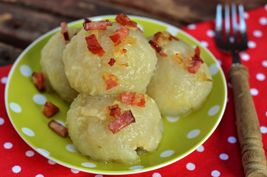 Polish dumplings pyzy with a meat