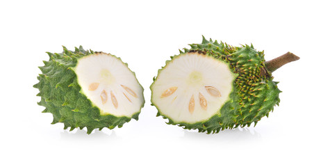 Soursop fruit on white background