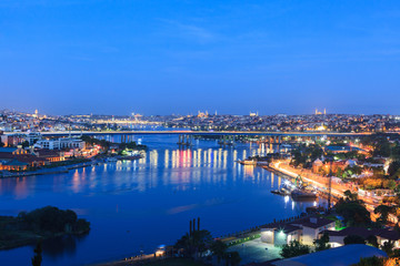 Obraz premium Incredible panorama of Istanbul at night, Turkey