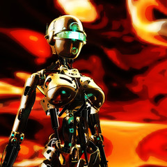 Digital 3D Illustration of a Fembot