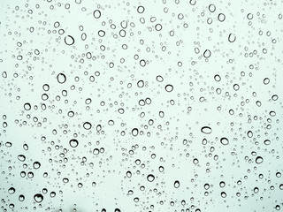 Raindrops on glass car texture.