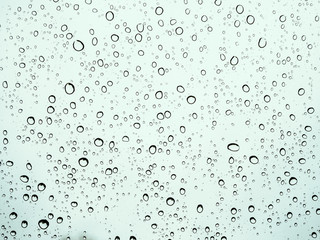 Raindrops on glass car texture.