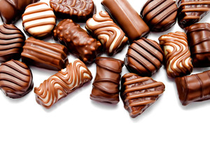 Assortment of chocolate candies sweets isolated