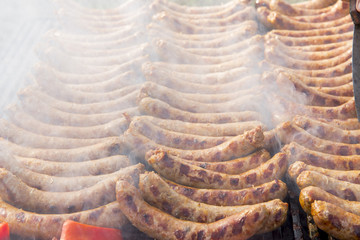 sausages on the grill
