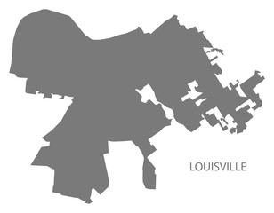 Louisville Kentucky city map grey illustration silhouette shape