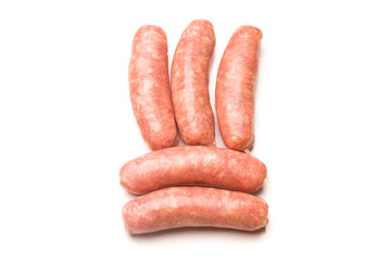 Sausages for frying isolated on white background