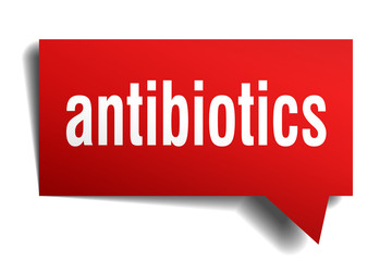 antibiotics red 3d speech bubble