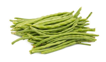 Heap of Green Beans Also Called Snap Beans or String Beans isolated on White Background