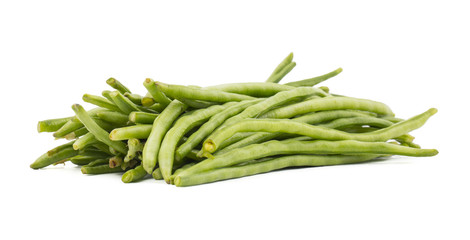 Heap of Green Beans Also Called Snap Beans or String Beans isolated on White Background