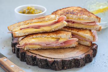 grilled ham and cheese sandwiches