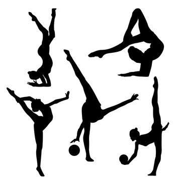 Raster picture of a gymnast girl with a ball