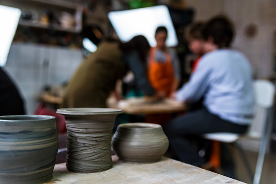 Children at pottery workshop