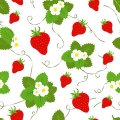 RED CLASSIC STRAWBERRY SEASON FRUIT TEXTURE. ABSTRACT SEAMLESS VECTOR PATTERN. 