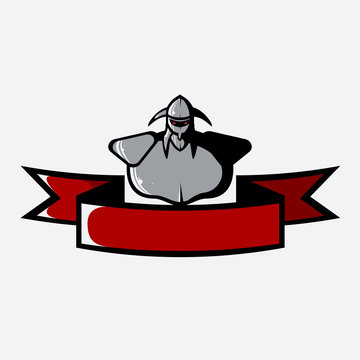 recommend clip art: Silver Viking armor in helmet over red ribbon