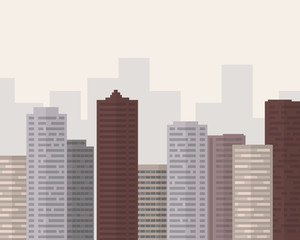 Fototapeta premium Flat design big city with smog under gray sky