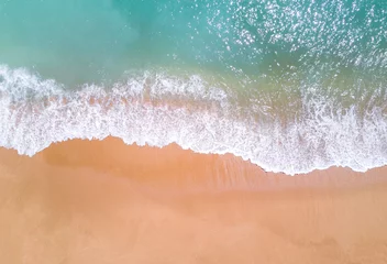 Papier Peint photo Plage et mer Vue aérienne de la plage de sable tropicale et de l& 39 océan. Espace de copie