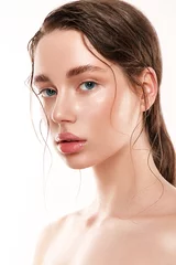 Beautiful woman portrait with fresh wet skin.