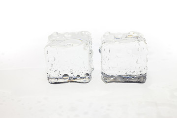  ice cubes on white background.
