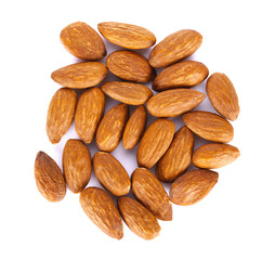 Almond seeds on white background