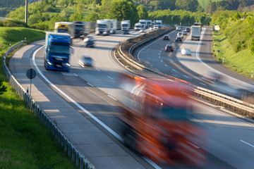 traffic jam on german highway - obrazy, fototapety, plakaty