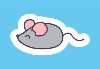 Cute Banner with Small Mouse Vector Illustration