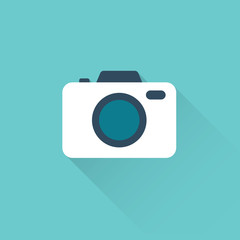 Fototapeta premium flat camera icon on blue background