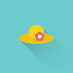 flat summer hat icon on blue background