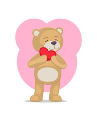 Adorable Teddy Gently Holds Heart Head Lovely Bear