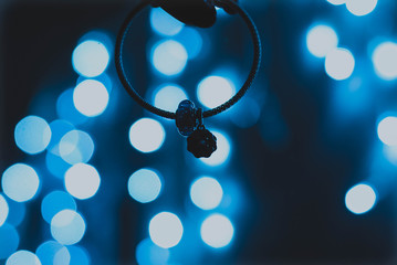 Bright bokeh of blue lights