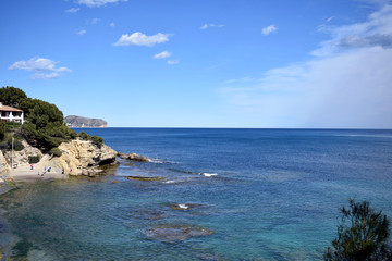 Obraz premium Beautiful view of Spanish coast line of Costa Blanca with blue sky background