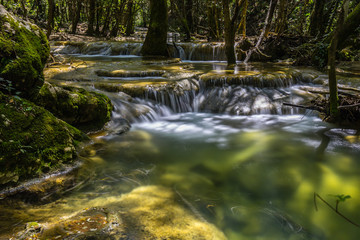 Waterfalls at the source of the Huveaune river, in Provence