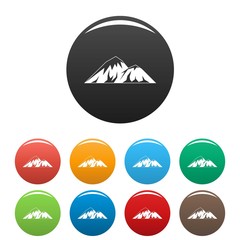 Climbing on mountain icon. Simple illustration of climbing on mountain vector icons set color isolated on white