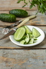 cucumber salad - fresh vegetables (meal outdoors) - cuisine.  Food background