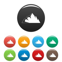 Exploration of mountain icon. Simple illustration of exploration of mountain vector icons set color isolated on white