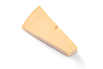 Piece of gouda cheese isolated on white