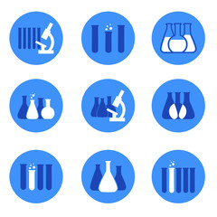 Set of vector illustration of chemical lab icons.