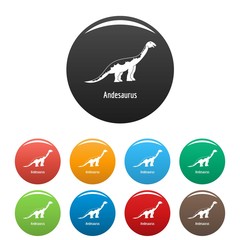 Andesaurus icon. Simple illustration of andesaurus vector icons set color isolated on white