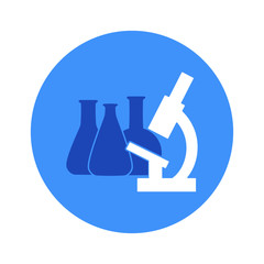 Vector chemical lab test tube and microscope icon