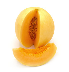 Fototapeta na wymiar fresh organic cantaloupe melon isolated on white background