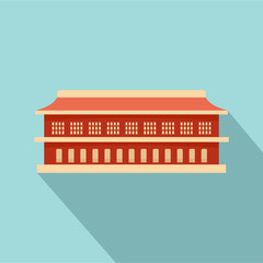 Red building icon. Flat illustration of red building vector icon for web design