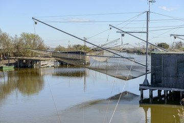 fishing machine on the lagoon, Comacchio, Italy