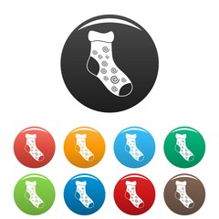 One sock icon. Simple illustration of one sock vector icons set color isolated on white