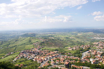 Fototapeta na wymiar emilia romagna coast landscape from San Marino republic