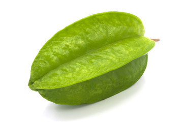 fresh organic green star fruit  isolated on white background