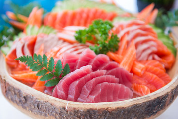 Sashimi set on bowl ready for eat