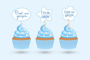 Cupcake faire-part de naissance - C'est un garçon-1