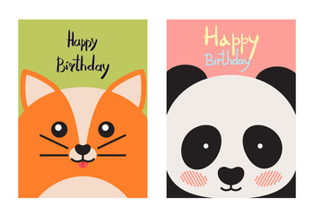 Happy Birthday Card Collection Vector Illustration