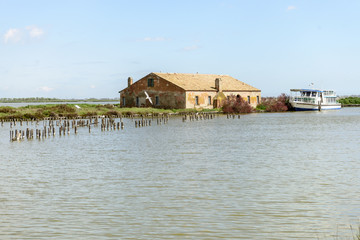 building at historical fishing station, Comacchio, Italy